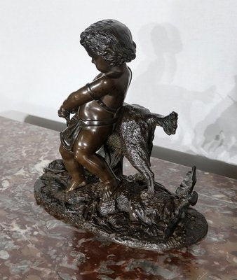 Peiffer, L’enfant et le chien, 19th Century, Bronze Sculpture-RVK-1124332