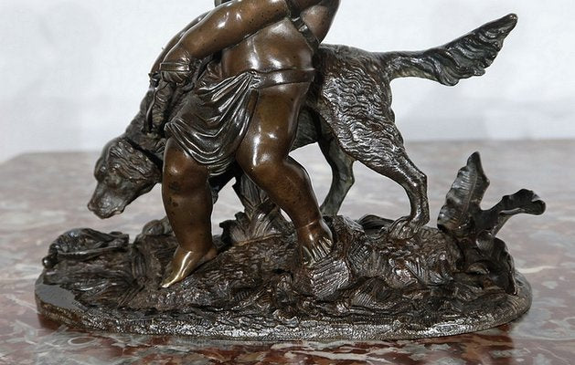 Peiffer, L’enfant et le chien, 19th Century, Bronze Sculpture-RVK-1124332