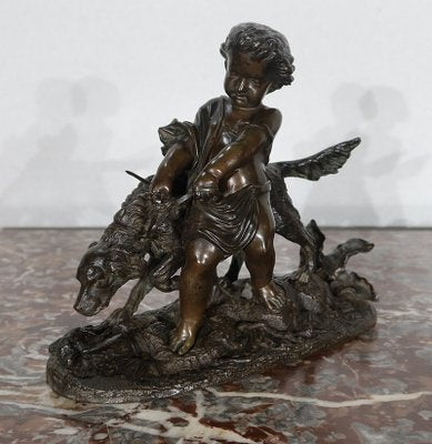 Peiffer, L’enfant et le chien, 19th Century, Bronze Sculpture-RVK-1124332