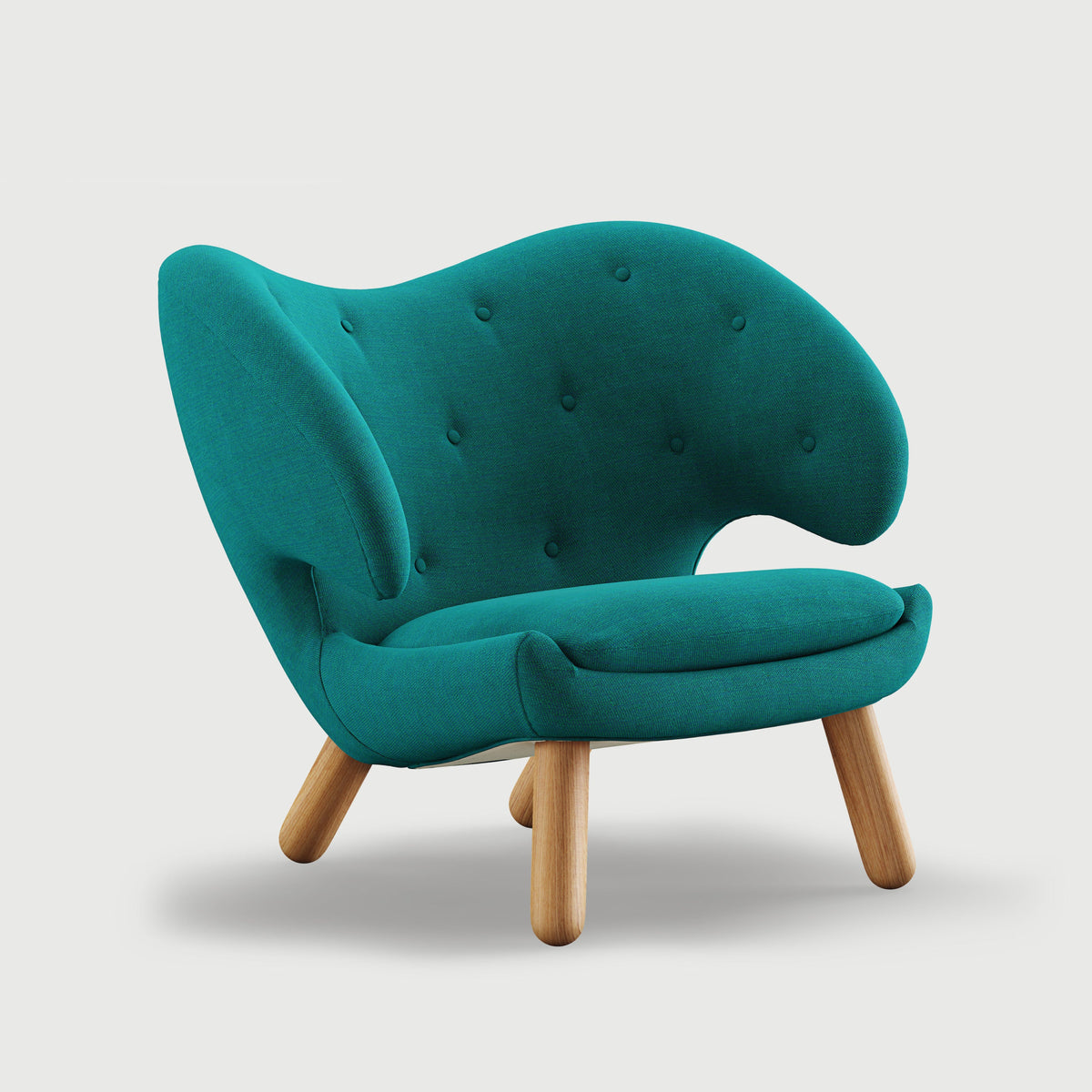 THE PELICAN CHAIR (With Buttons) — Watercolour | Peacock / Oak Dark Oil