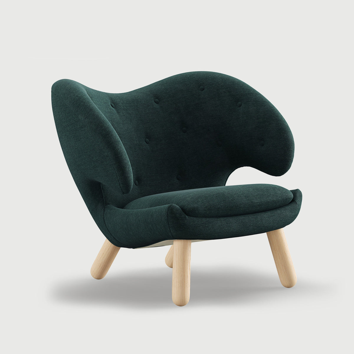 THE PELICAN CHAIR (With Buttons) — Watercolour | Dark Conifer / Oak Clear Oil