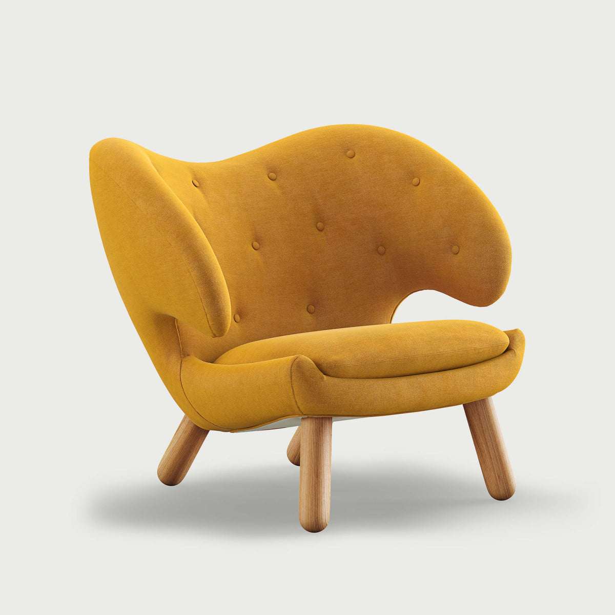 THE PELICAN CHAIR (With Buttons) — Watercolour | Butterscotch Yellow / Oak Dark Oil