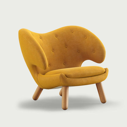THE PELICAN CHAIR (With Buttons) — Watercolour | Butterscotch Yellow / Oak Dark Oil