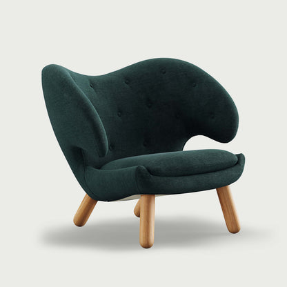 THE PELICAN CHAIR (With Buttons) — Watercolour | Dark Conifer / Oak Dark Oil