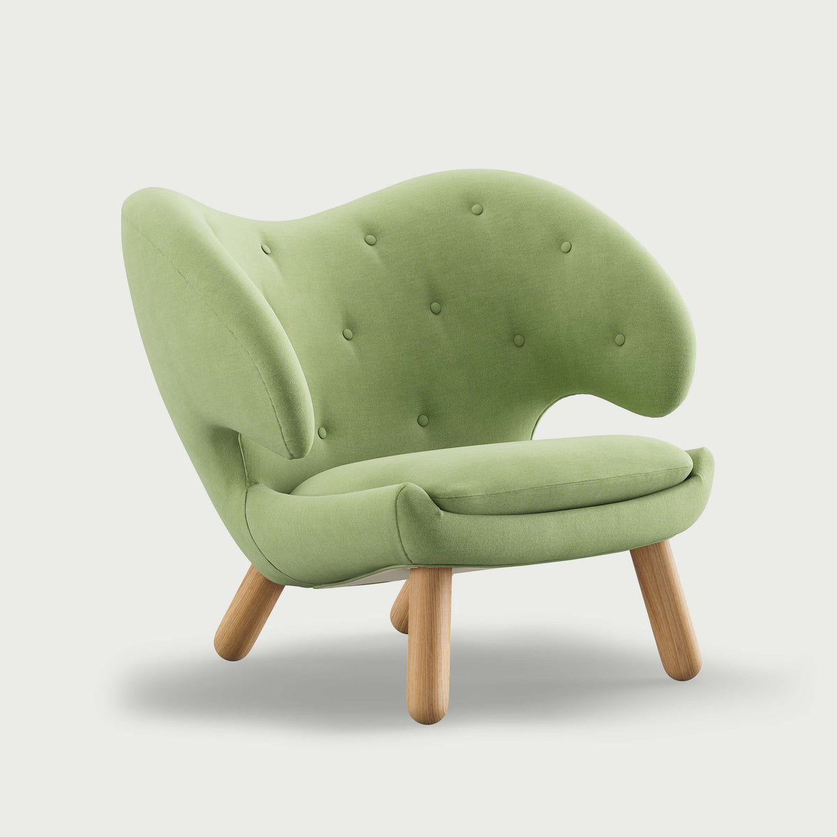 THE PELICAN CHAIR (With Buttons) — Watercolour | Fresh Sage / Oak Dark Oil