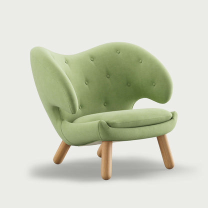 THE PELICAN CHAIR (With Buttons) — Watercolour | Fresh Sage / Oak Dark Oil