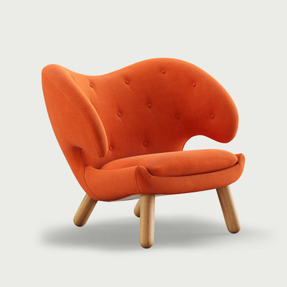 THE PELICAN CHAIR (With Buttons) — Watercolour | Pumpkin Spice / Oak Dark Oil