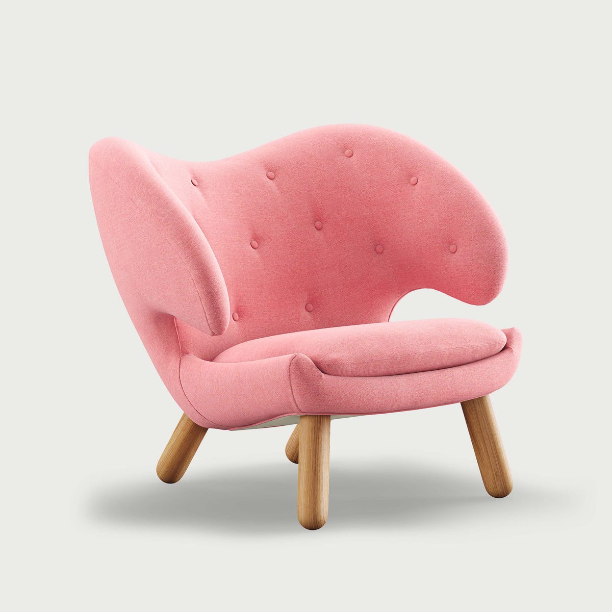 THE PELICAN CHAIR (With Buttons) — Watercolour | Rose Quartz / Oak Dark Oil