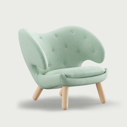 THE PELICAN CHAIR (With Buttons) — Watercolour | Silver Azure / Oak Clear Oil