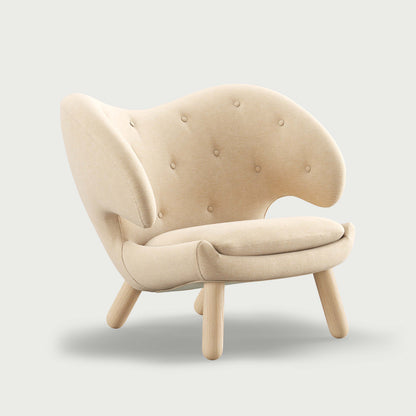 THE PELICAN CHAIR (With Buttons) — Watercolour | Soft Linen / Oak Clear Oil