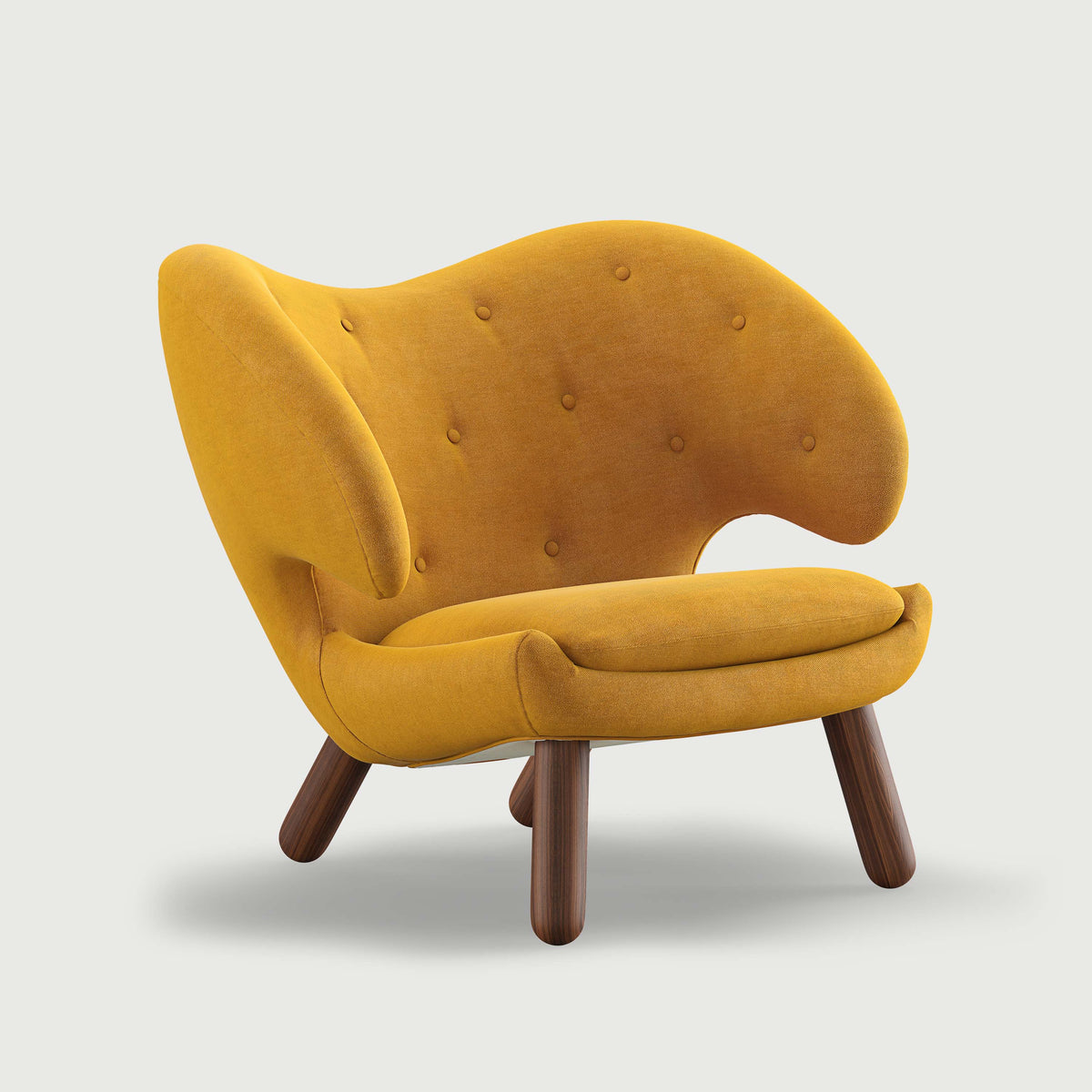 THE PELICAN CHAIR (With Buttons) — Watercolour | Butterscotch Yellow / Walnut