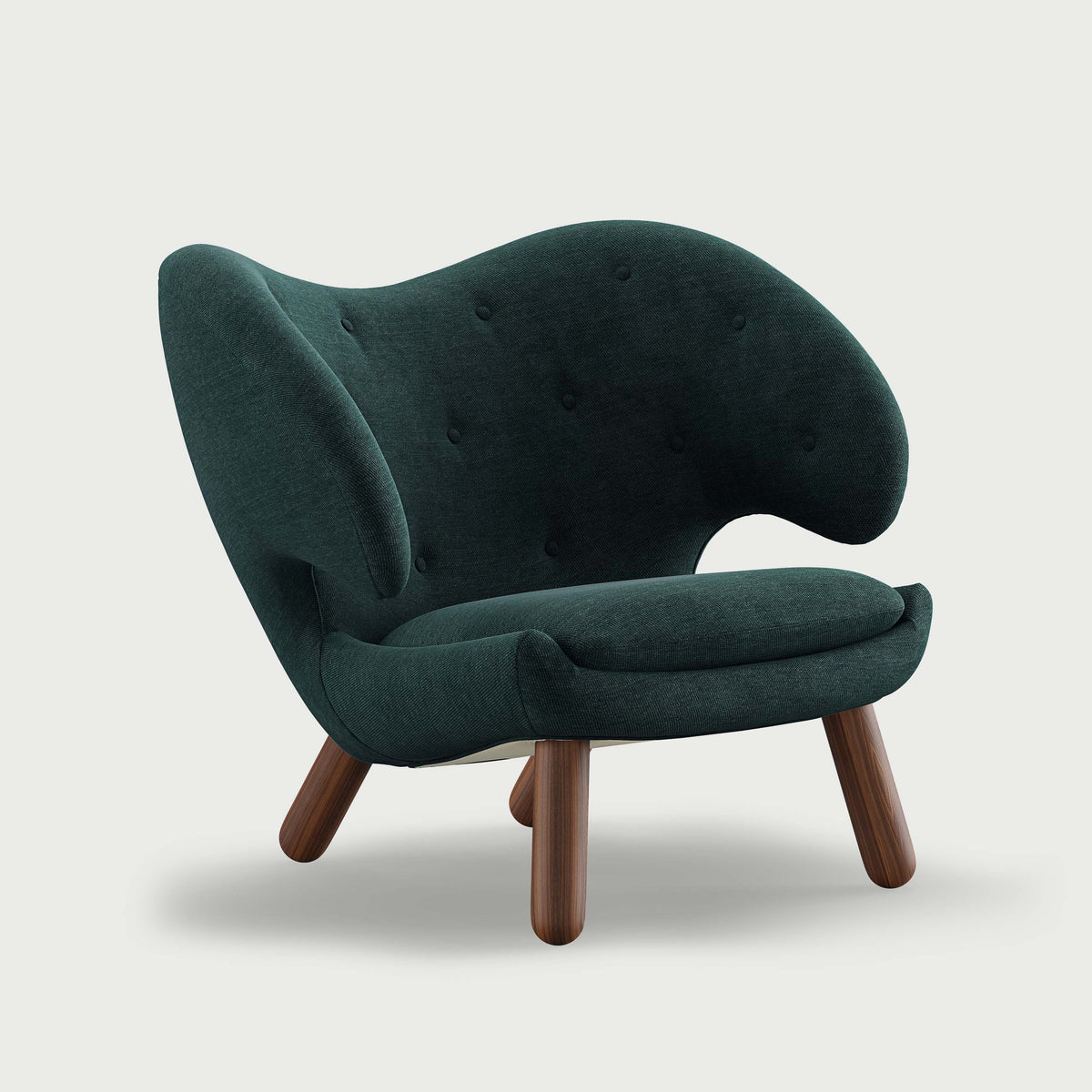 THE PELICAN CHAIR (With Buttons) — Watercolour | Dark Conifer / Walnut