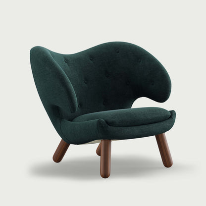 THE PELICAN CHAIR (With Buttons) — Watercolour | Dark Conifer / Walnut