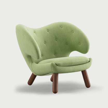 THE PELICAN CHAIR (With Buttons) — Watercolour | Fresh Sage / Walnut