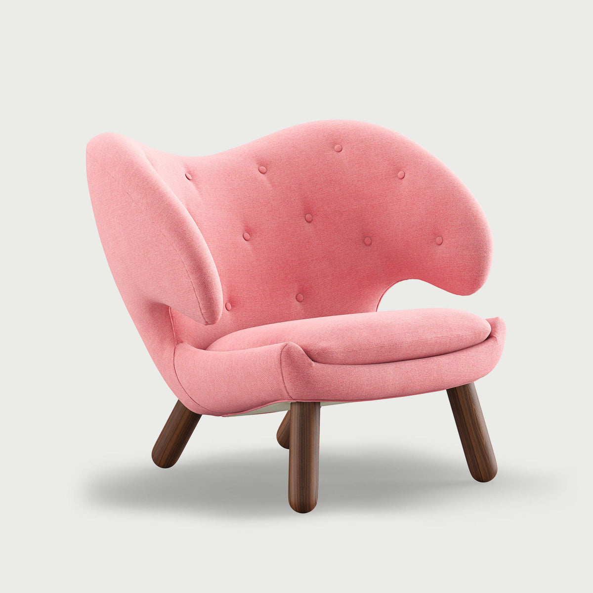 THE PELICAN CHAIR (With Buttons) — Watercolour | Rose Quartz / Walnut