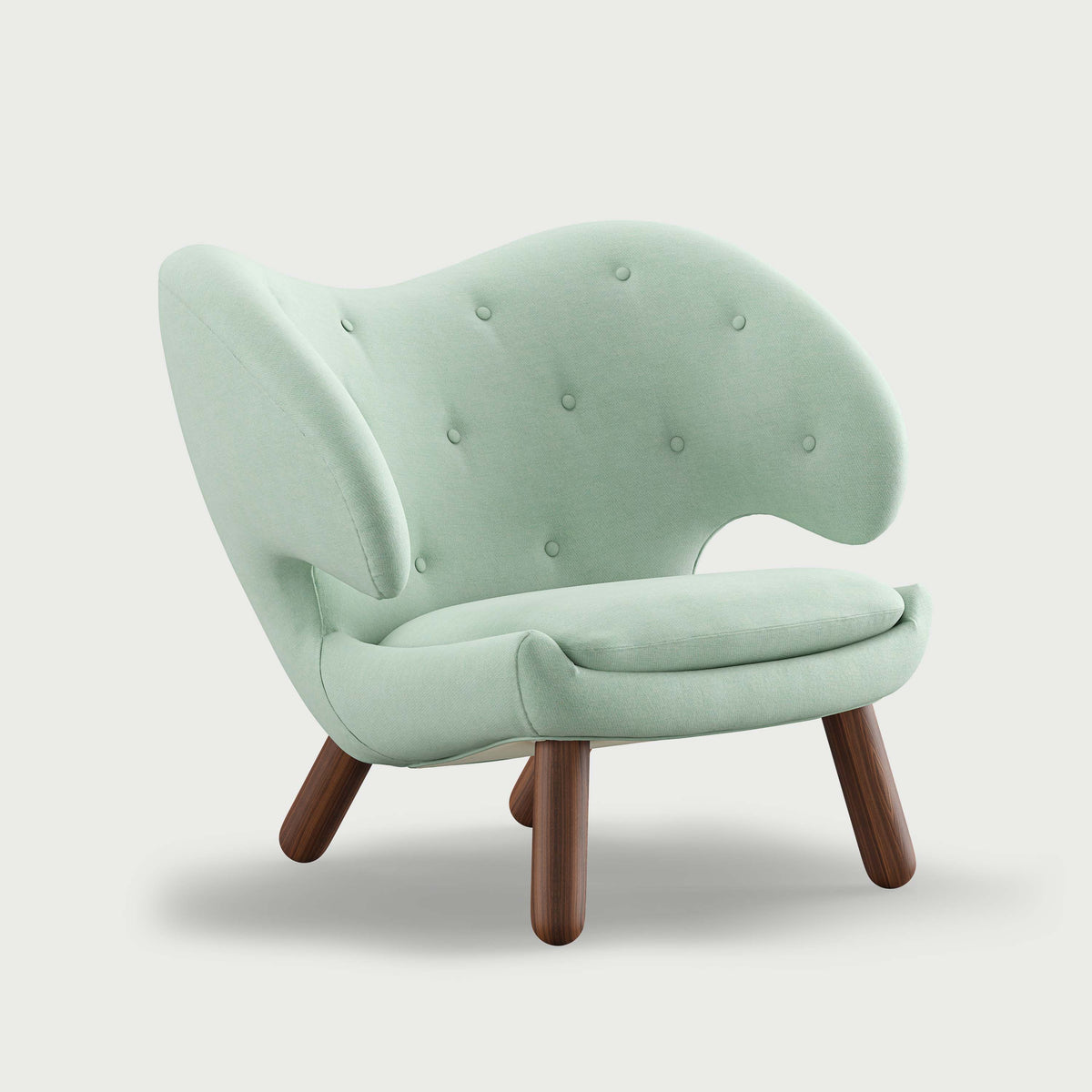 THE PELICAN CHAIR (With Buttons) — Watercolour | Silver Azure / Walnut