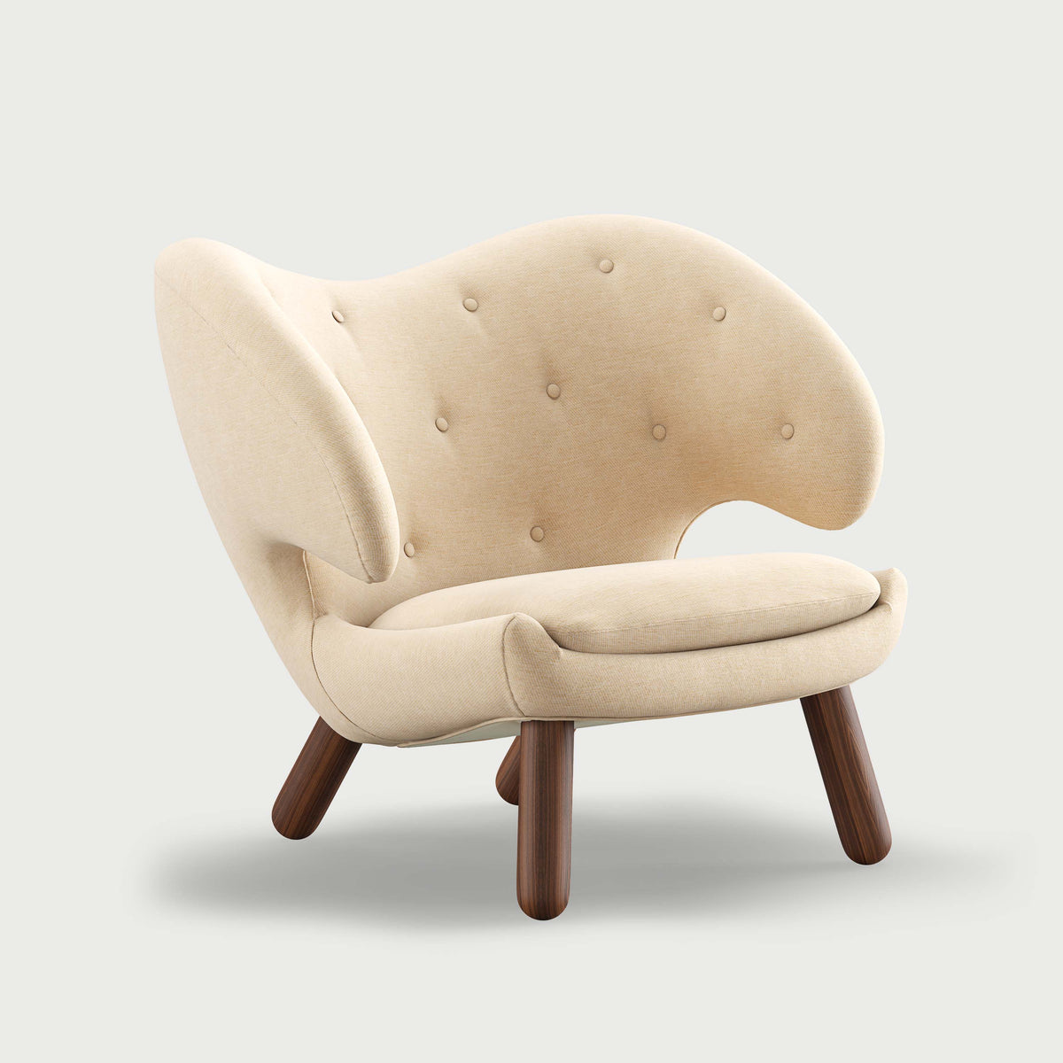 THE PELICAN CHAIR (With Buttons) — Watercolour | Soft Linen / Walnut