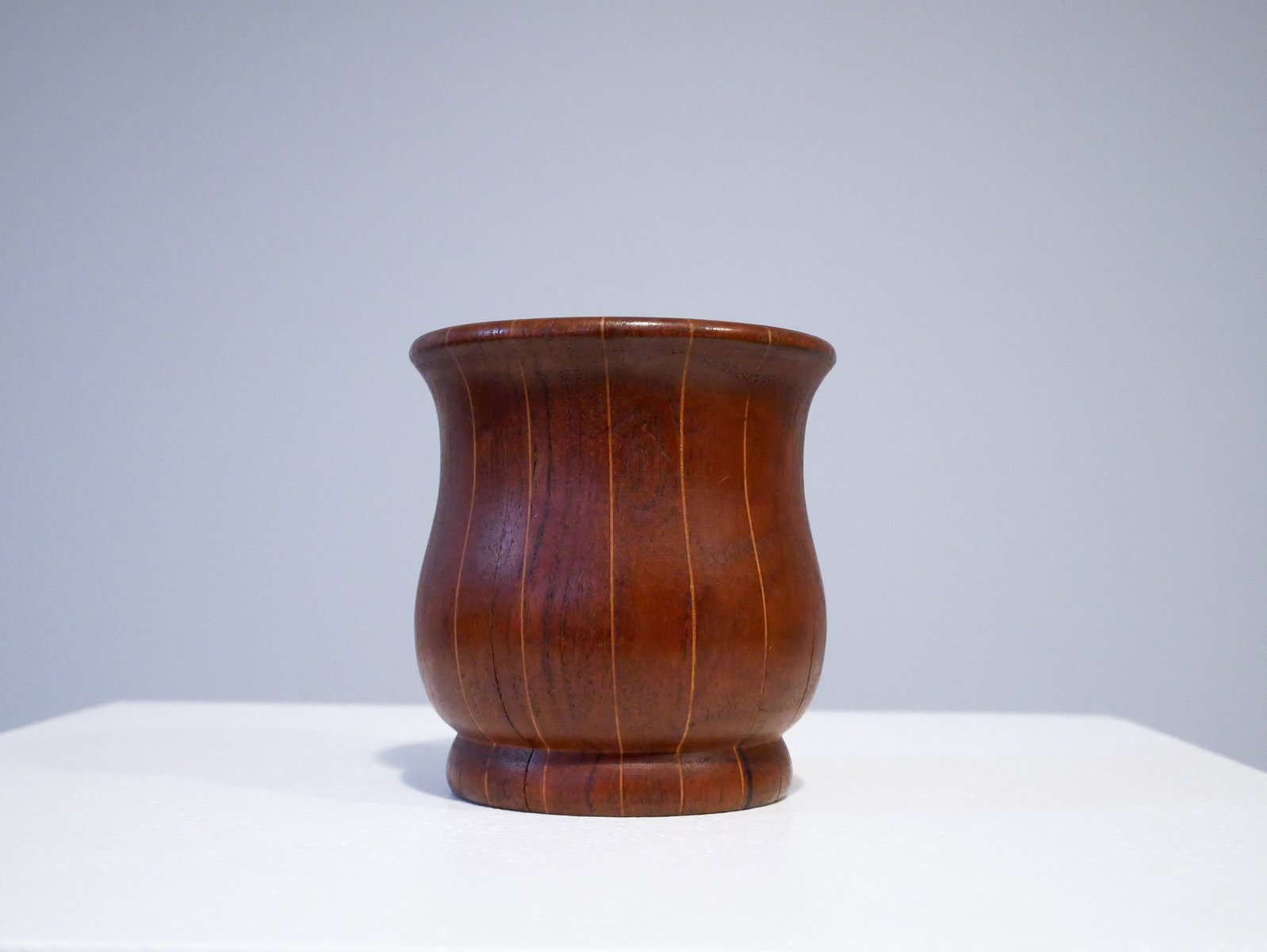 Pencil Pot in Solid Teak and Oak Inlay, Denmark, 1950s