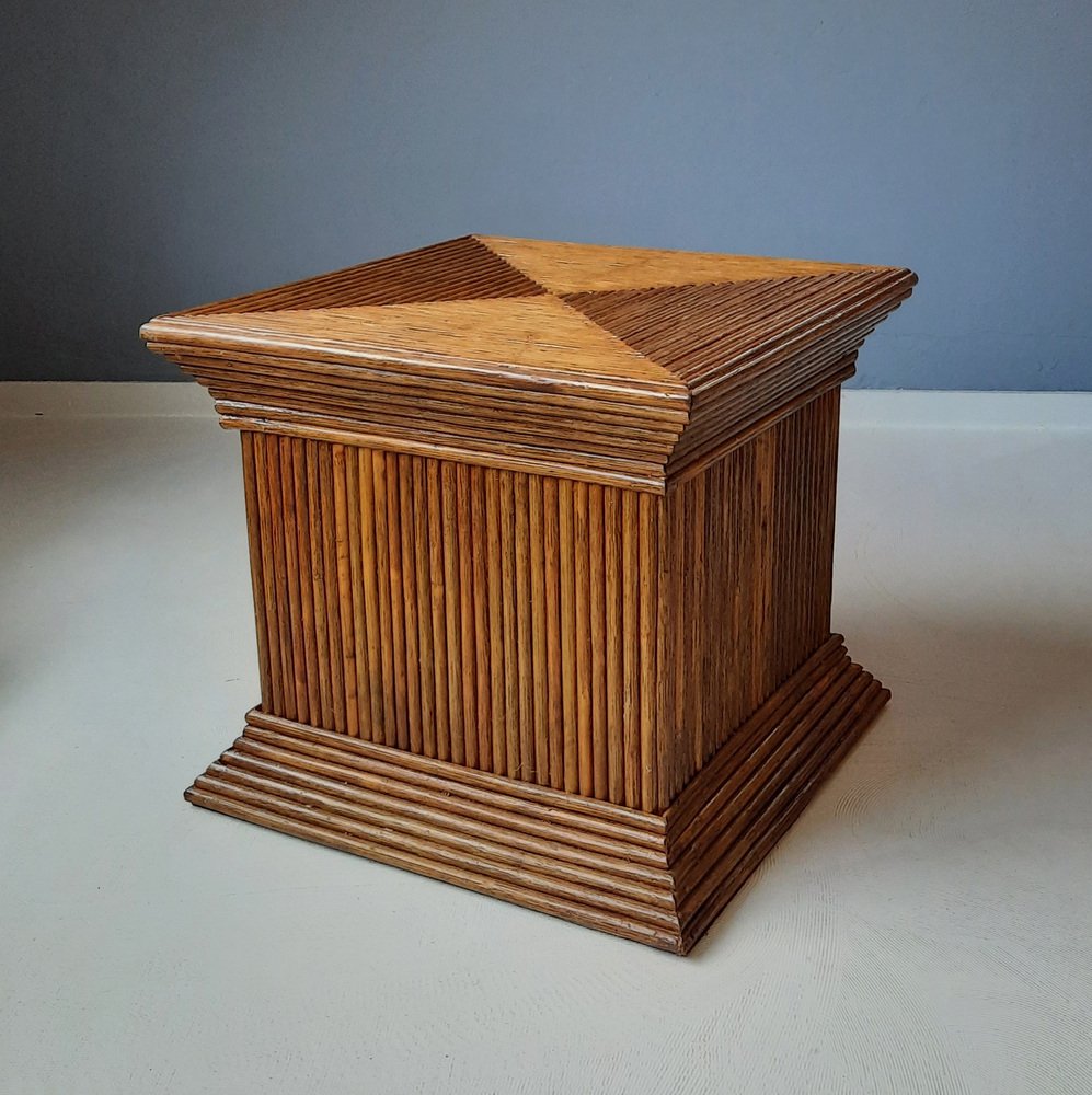 Pencil Reed Rattan Side Table, 1970s-1980s