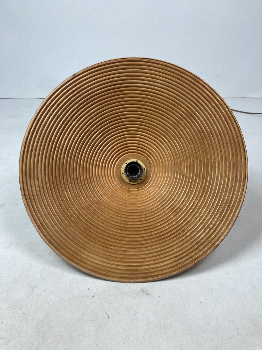 Pencil Split Reed, Rattan, Bamboo and Brass Pendant Lamp, 1970s