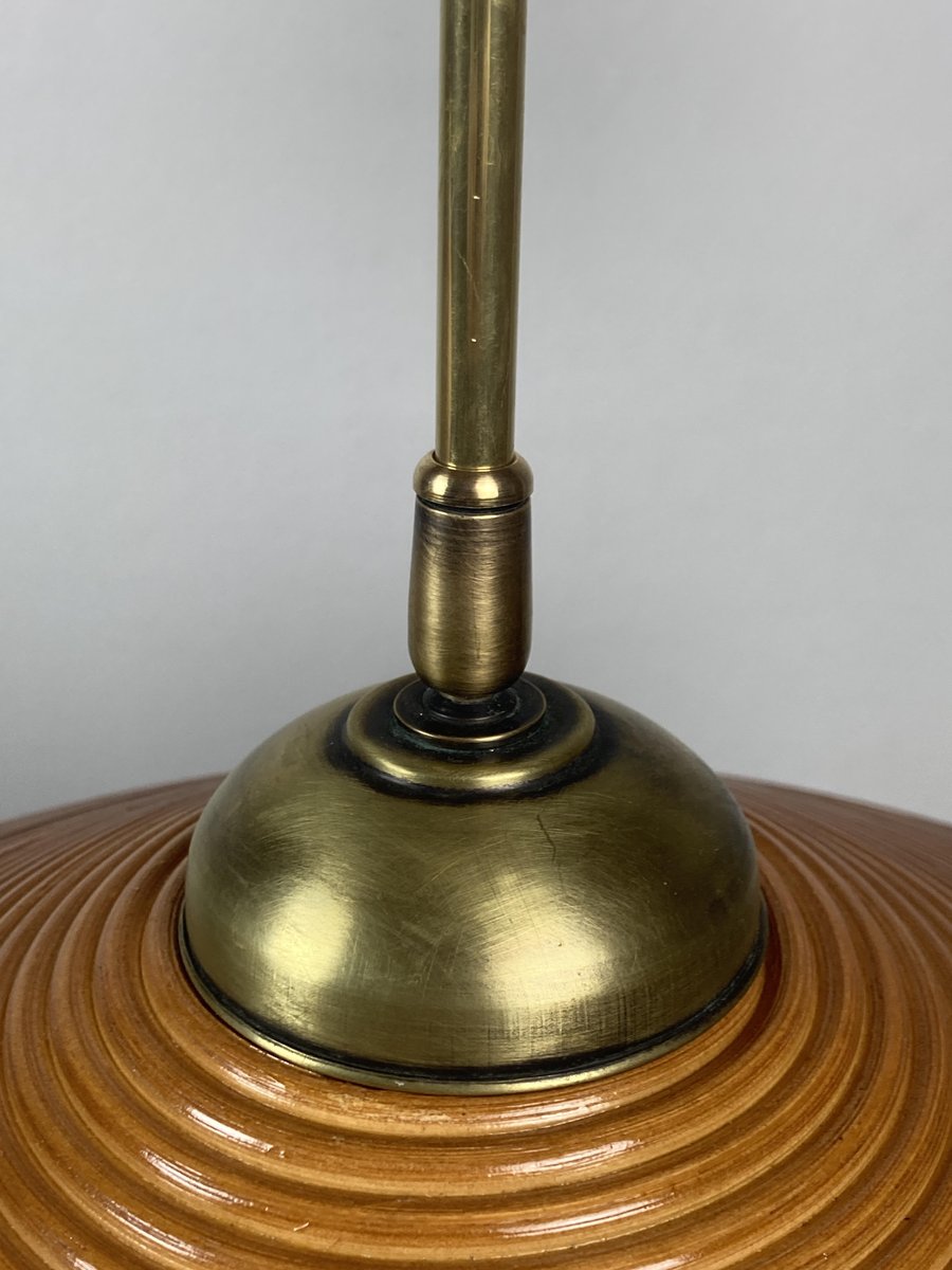 Pencil Split Reed, Rattan, Bamboo and Brass Pendant Lamp, 1970s