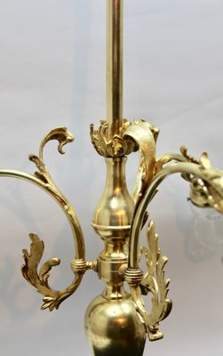 Pendant Chandelier in Solid Polished Brass with Three Arms, Late 19th Century-MJY-1149050