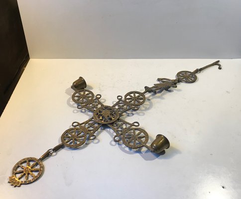 Pendant Cross Candleholder in Bronze, Greece, 1920s-LCR-833878