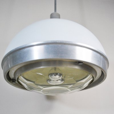 Pendant in Plex and Steel with Lighting Part in Faceted Glass by Pia Guidetti Crippa, 1960s-JQO-645802