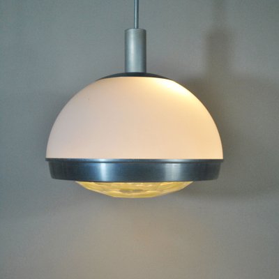 Pendant in Plex and Steel with Lighting Part in Faceted Glass by Pia Guidetti Crippa, 1960s-JQO-645802