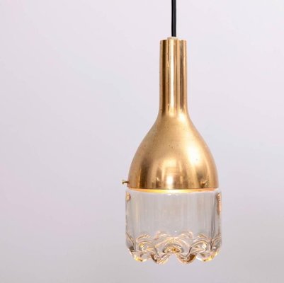 Pendant Lamp in Brass and Glass, 1960s-SFD-631799