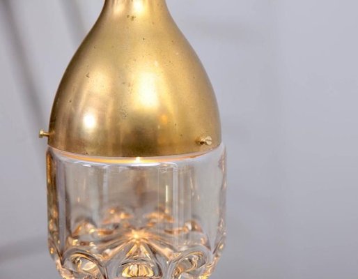 Pendant Lamp in Brass and Glass, 1960s-SFD-631799