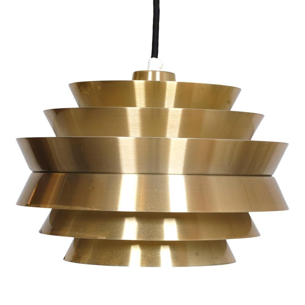 Pendant Lamp in Brass Shade & White Lacquered Aluminium by Carl Thore