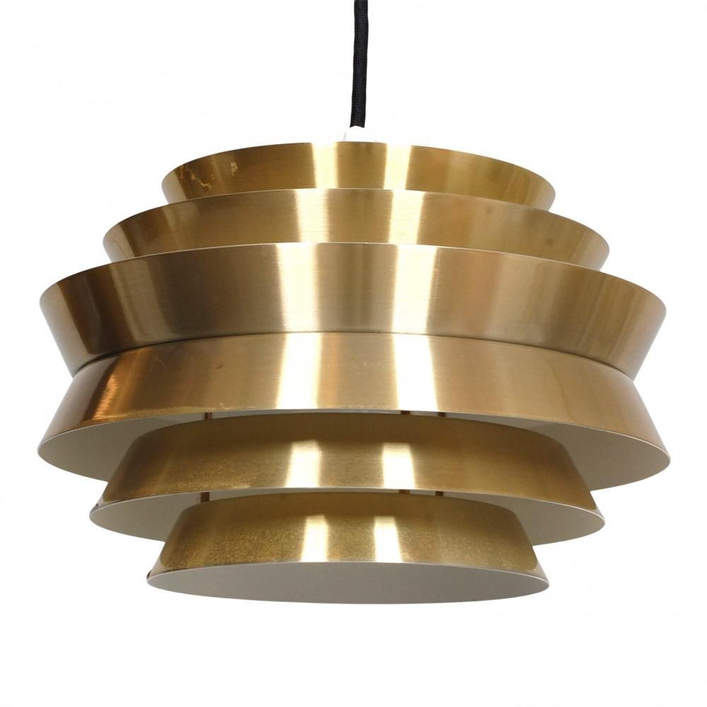 Pendant Lamp in Brass Shade & White Lacquered Aluminium by Carl Thore