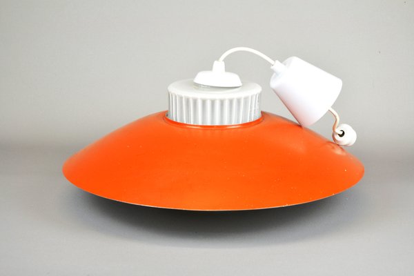 Pendant Lamp in Orange Metal and Opal Glass, 1960s-AOU-2034525