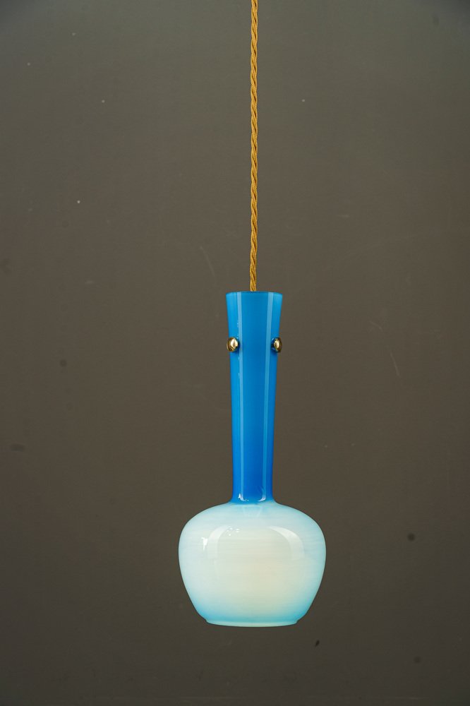 Pendant Lamp with Blue Glass Shade, Vienna, 1960s