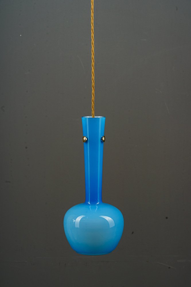 Pendant Lamp with Blue Glass Shade, Vienna, 1960s