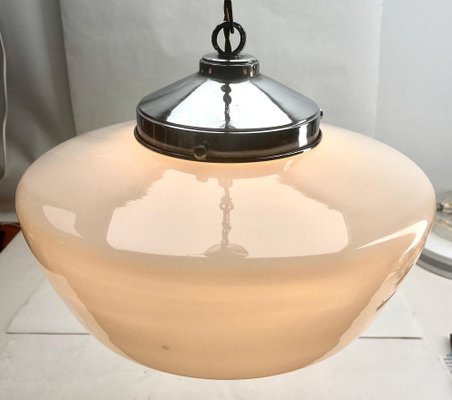 Pendant Lamp with Opaline Shade and Chrome Fittings from Phillips, 1930s-MJY-1739268