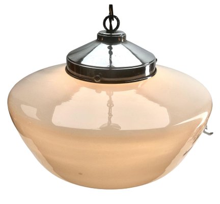 Pendant Lamp with Opaline Shade and Chrome Fittings from Phillips, 1930s-MJY-1739268