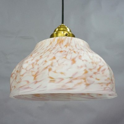 Pendant Lamp with White and Pink Glass Shade, 1950s-KJP-1149112