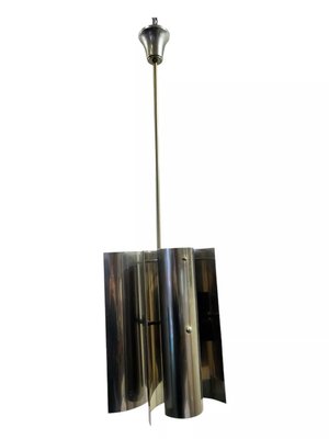 Pendant Light in Chrome & Steel in the style of Max Sauze, 1970s-BRT-2021441