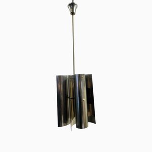 Pendant Light in Chrome & Steel in the style of Max Sauze, 1970s-BRT-2021441