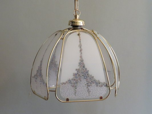 Pendant Light in Gilt Metal & Murano Glass Panels from Eglo Leuchten, Austria, 1970s-UKG-1382778