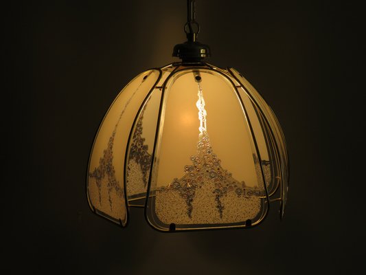 Pendant Light in Gilt Metal & Murano Glass Panels from Eglo Leuchten, Austria, 1970s-UKG-1382778