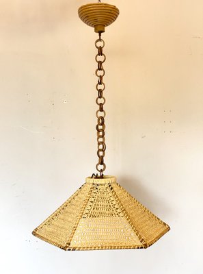 Pendant Light in Straw & Bamboo, 1970s-NPC-1324744