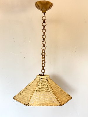 Pendant Light in Straw & Bamboo, 1970s-NPC-1324744