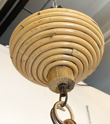 Pendant Light in Straw & Bamboo, 1970s-NPC-1324744