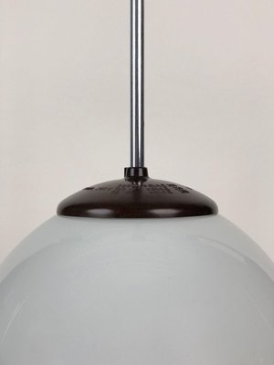 Pendant Light with Round Opaline Glass Shade and Bakelite Elements, 1930s-BAF-763372