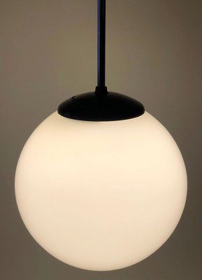 Pendant Light with Round Opaline Glass Shade and Bakelite Elements, 1930s-BAF-763372