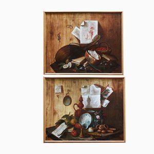 Pendant Still Lifes, Mid-1700s, Oil on Canvases, Set of 2-TBU-2034044