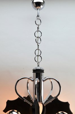 Pendant with 5 Globes of Clear Glass with Orange Inclusions from Mazzega-MJY-1148831